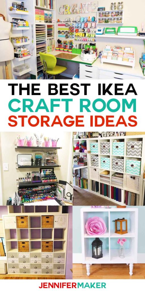 The Best IKEA Craft Room Storage Ideas and Shelves | Kallax, Expedit, Linnmon, Alex, and more! #ikea #craftroom #storage