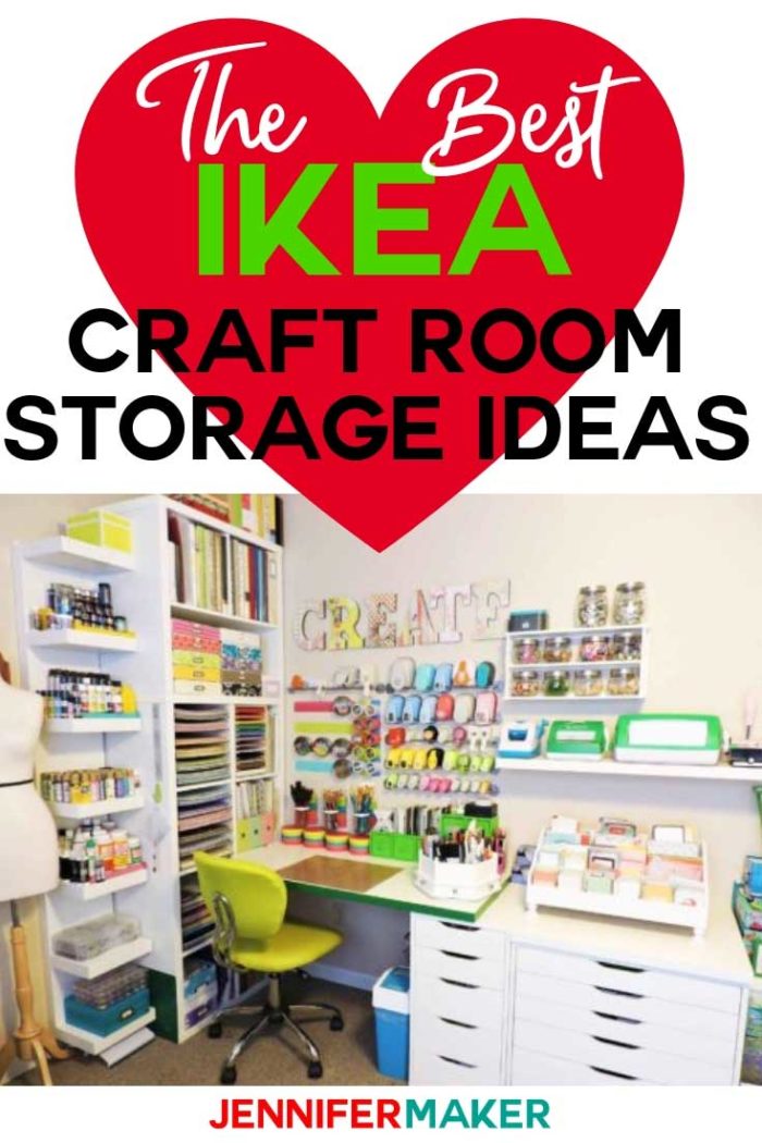 The Best IKEA Craft Room Storage Ideas and Shelves | Kallax, Expedit, Linnmon, Alex, and more! #ikea #craftroom #storage