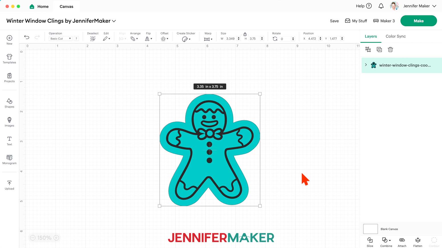 gingerbread design on design space canvas