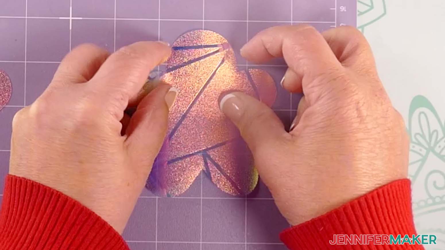 Placing window decal on purple strong grip mat