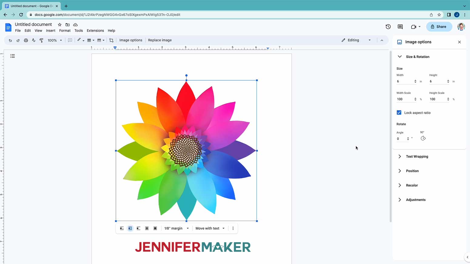 Center the image on the page before printing