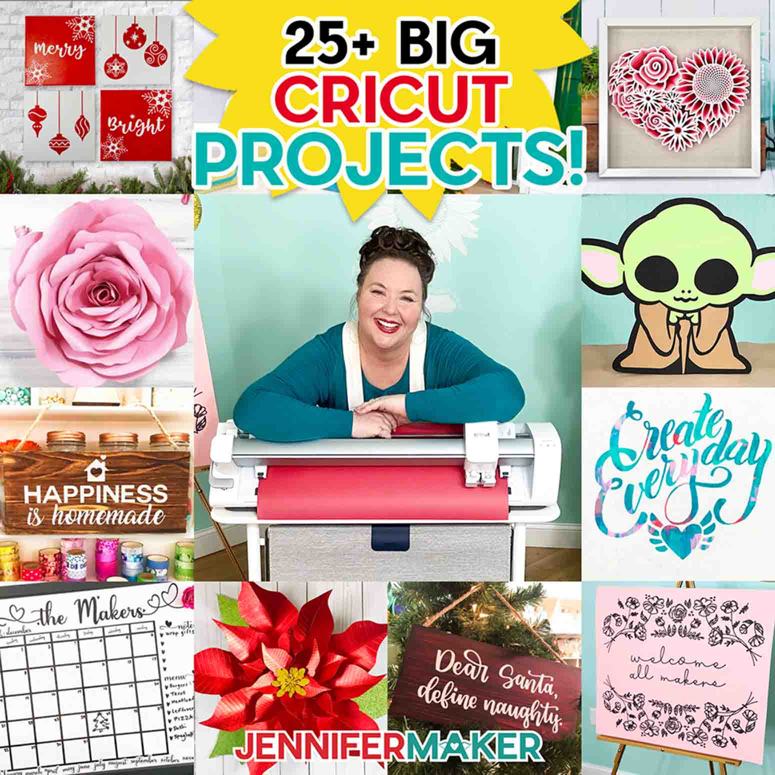 I'm sharing 25+ Big Cricut Project Ideas you can make with the new Cricut Venture! Check out my tutorial at JenniferMaker.com