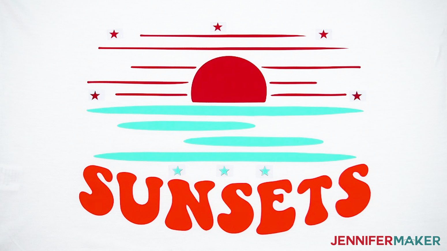 Press the third piece of the Always Chasing Sunsets design into place while using the stars as an alignment guide.