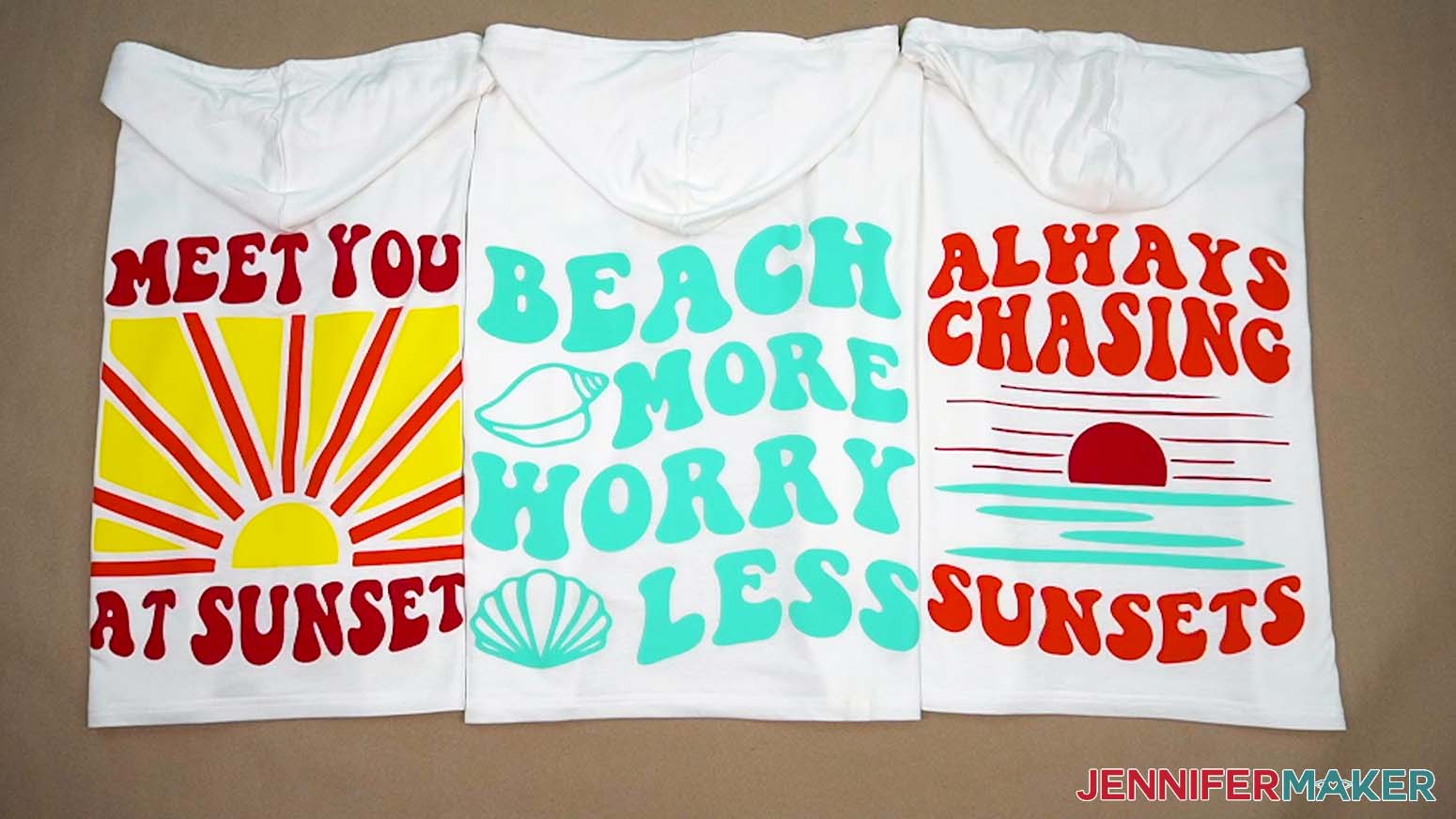 All three hoodie designs are complete and ready to wear.