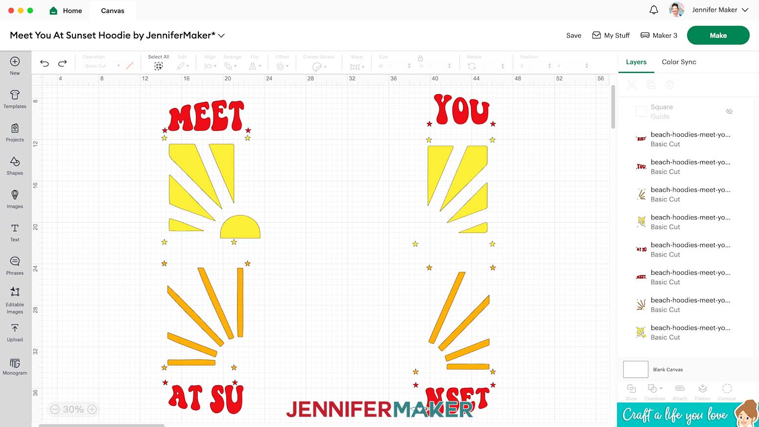 The Meet You design is separated out into eight sections to fit onto a twelve inch by twelve inch machine mat.