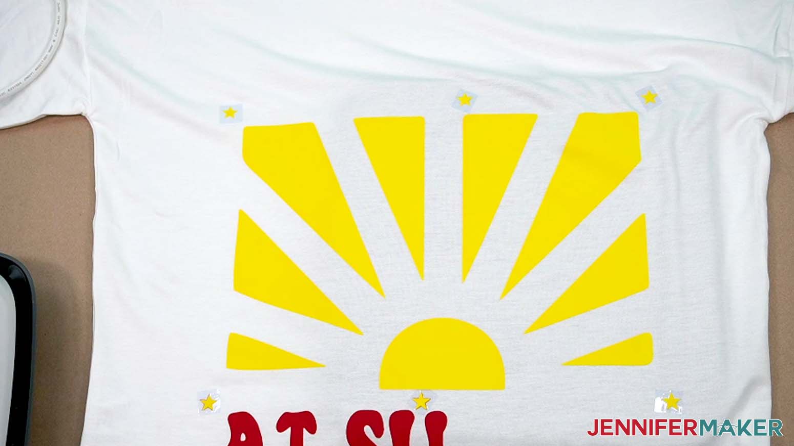 The third section of the big HTV design is pressed down with the stars aligned.