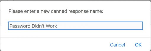 Naming a new Canned Response to Respond to Blog Emails Better