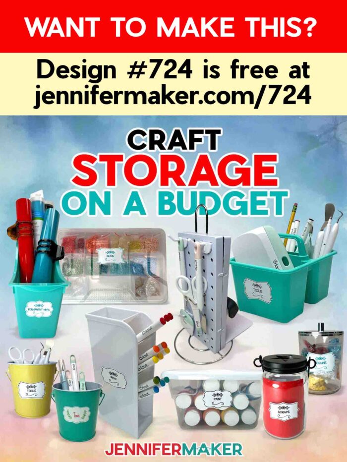 Learn all about how to do Craft Storage ideas On A Budget with tips and files to make custom craft storage labels! Want to make this? Design #724 is free at jennifermaker.com/724