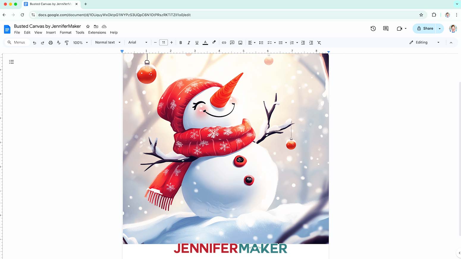 Upload the image to be used for the busted canvas to Google Docs.