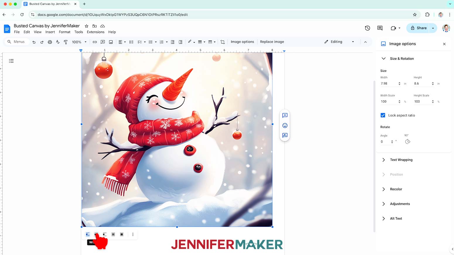 Select Wrap Text to be able to move the image around on the page.