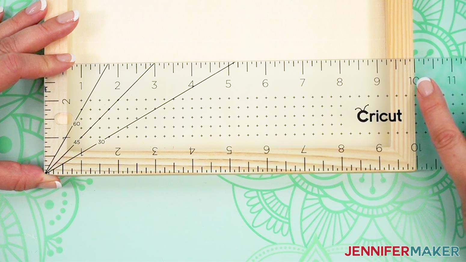 Measure the outside edges of the frame before cutting paper to fit the frame of the busted canvas.