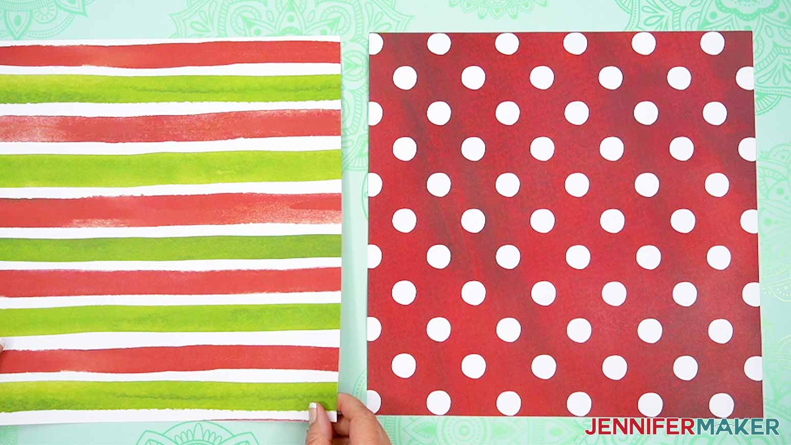 Lay the patterned papers down next to each other in the direction they will be on the busted canvas.