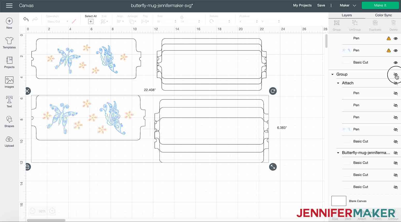 shows how to hide layers in Design space