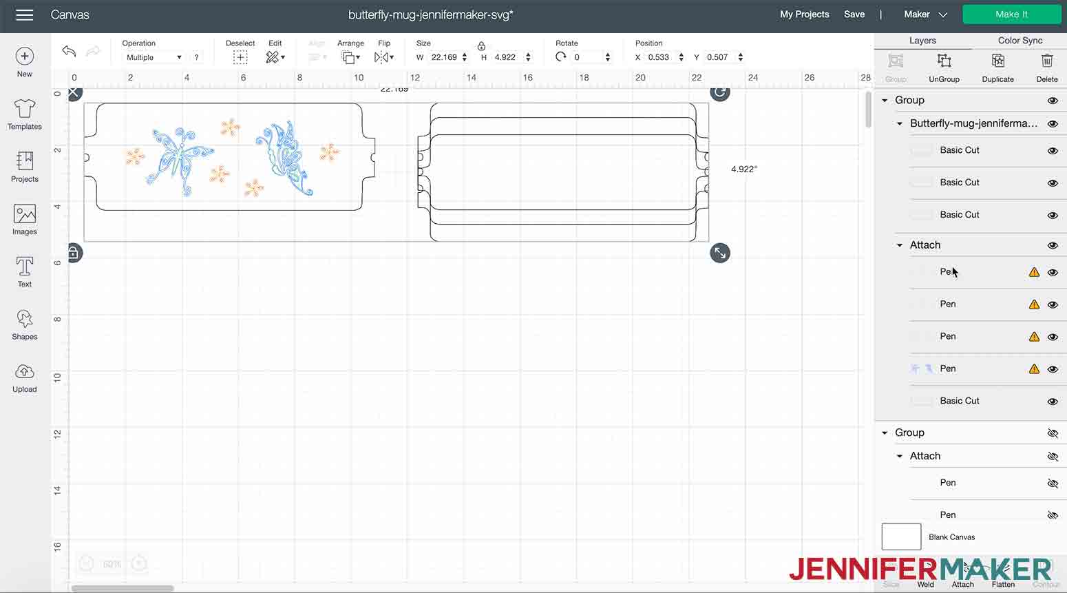 Click on pen in the layers panel to choose infusible ink pen color