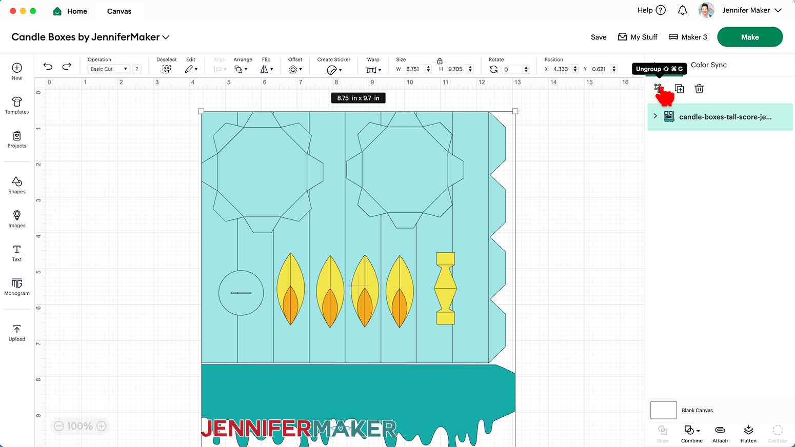 Click to ungroup the SVG file.