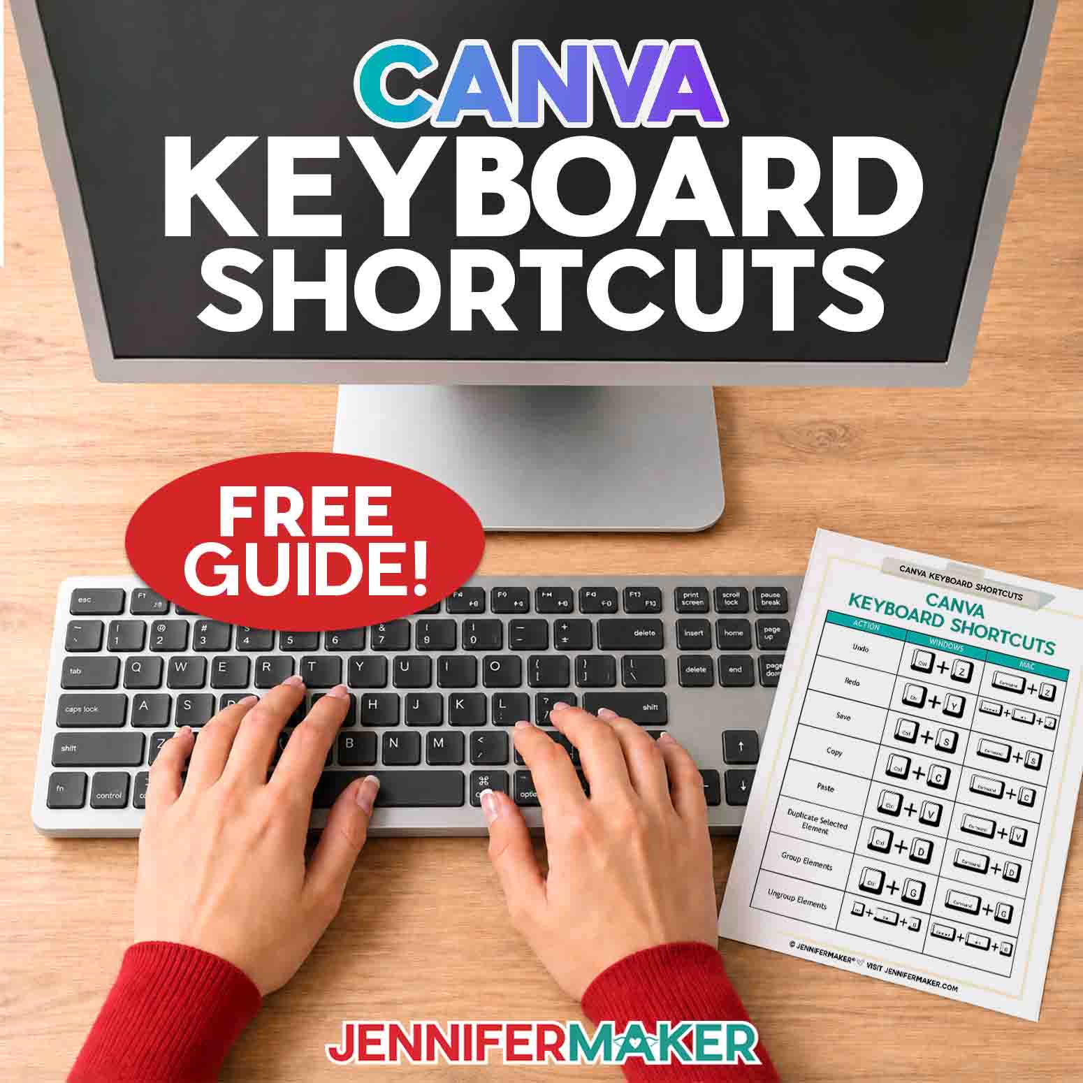 Canva Keyboard Shortcuts Free Guide by JenniferMaker