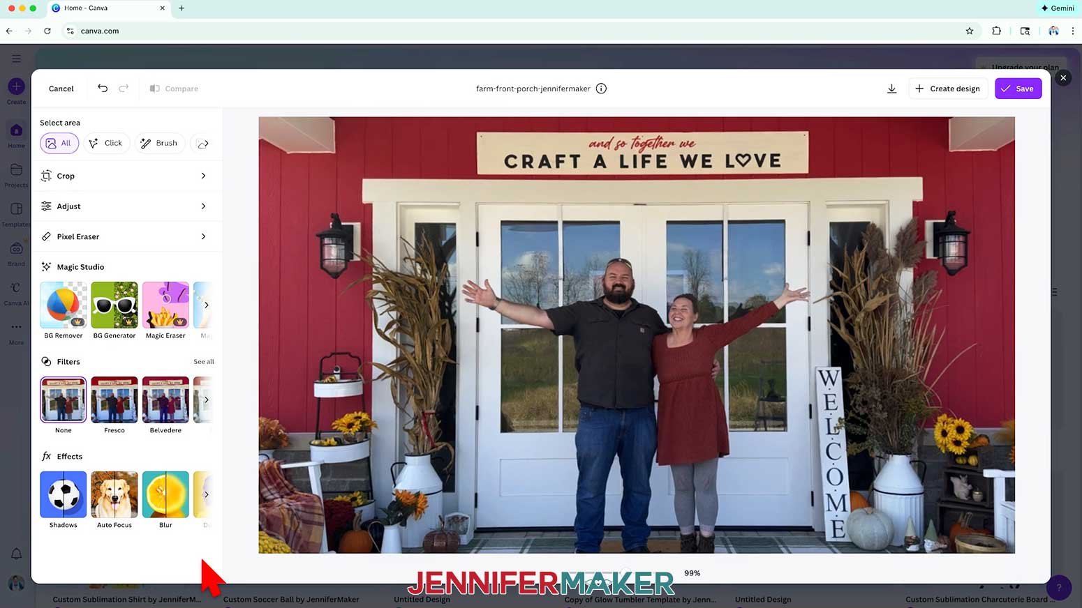 The finished image is shown after rotating and cropping.