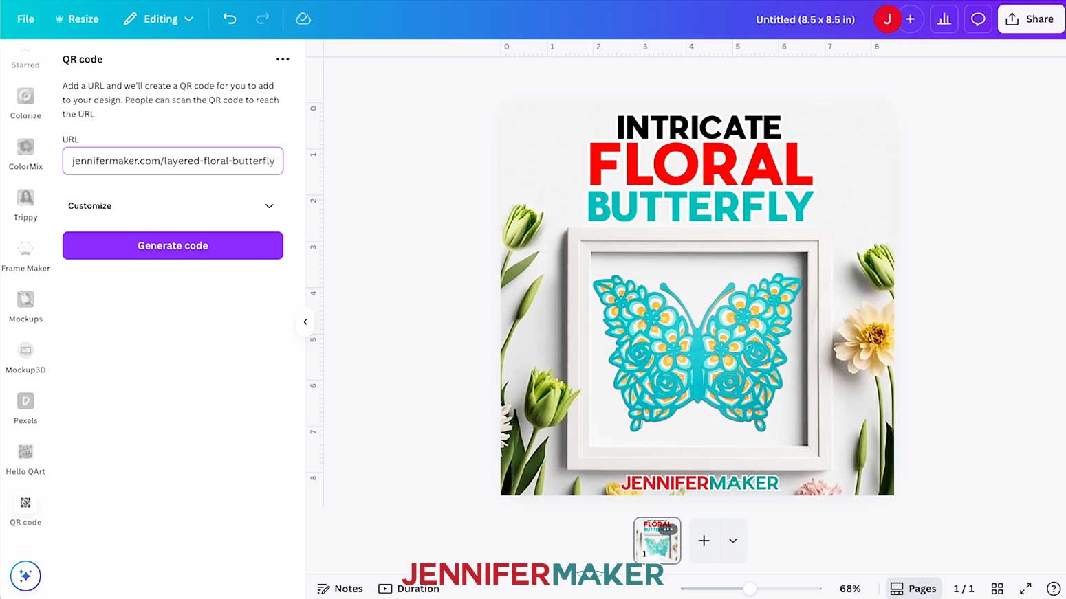 The QR Code App in Canva.
