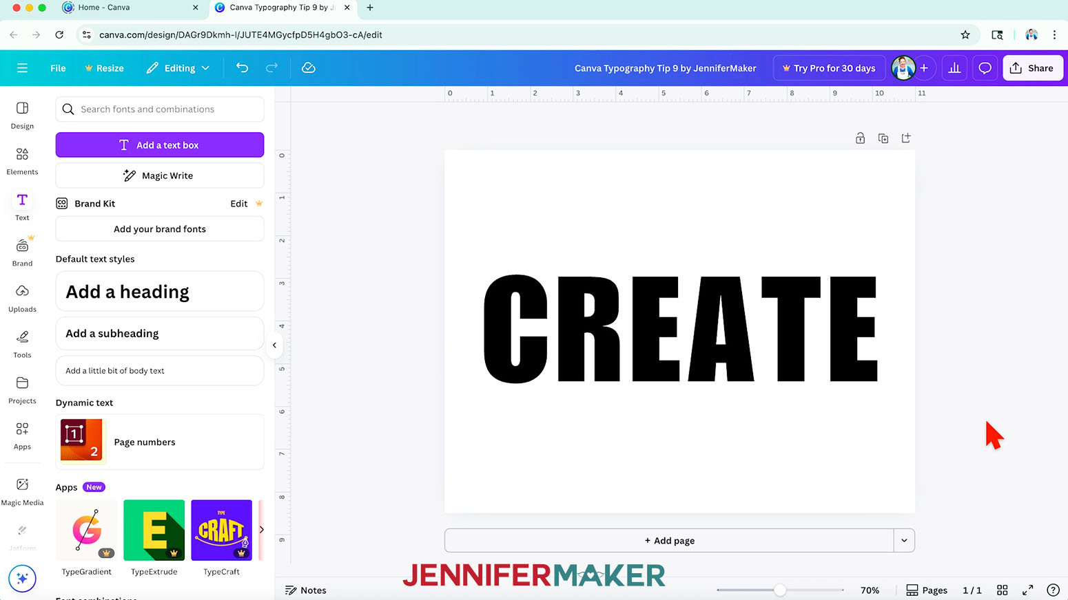 Position the letters in order on your Canvas so you have space in between them.