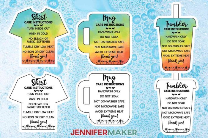 Cup Care Instructions | Washing Cup Directions | Cup Care Instruction Cards  | Printed Sets of cards for Cup Care Instructions