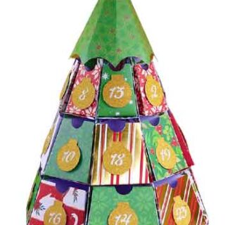 Christmas tree advent calendar in green and red cardstock