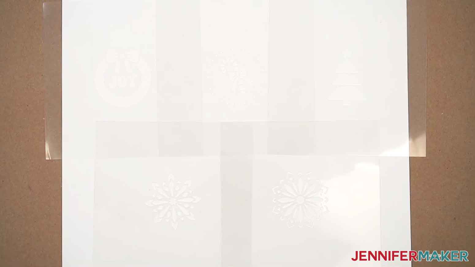 The stencils are show in an organized manner on a white sheet of paper.