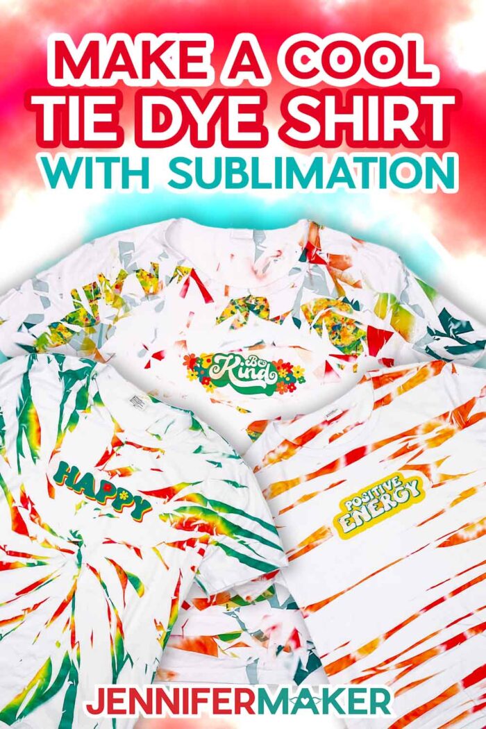 Pinterest link for JenniferMaker tutorial for sublimation tie dye shirts.