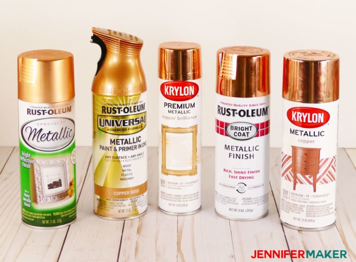 Five different copper spray paints tested for quality and coverage