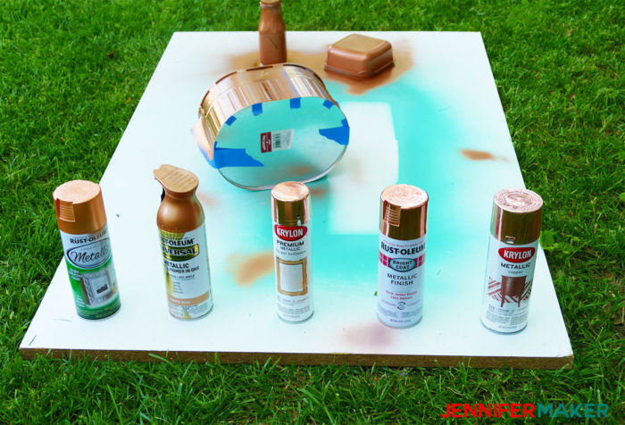 Testing five popular copper spray paints on a variety of surfaces for DIY projects