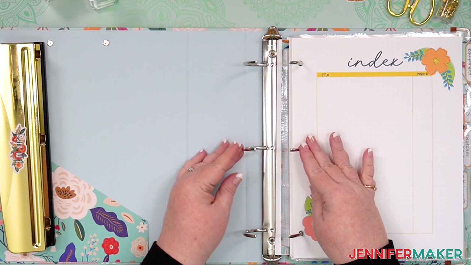place sheets in three ring binder
