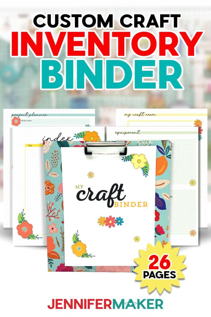 Pinterest pin for "Custom Craft Inventory Binder" by JenniferMaker.