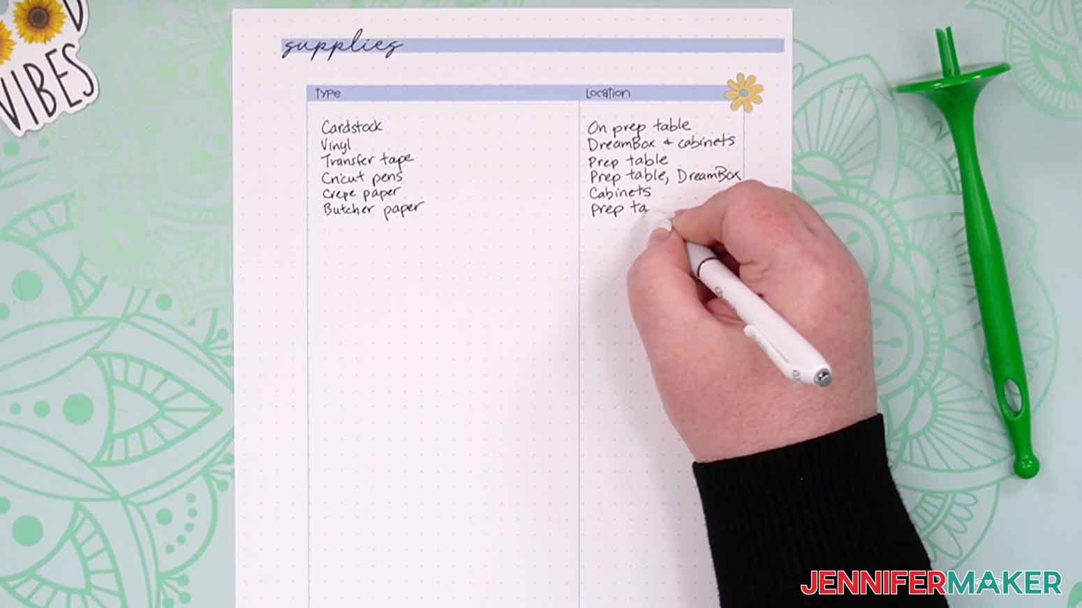 list of craft supplies for easy reference