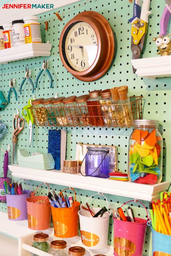 Pegboard organizer for flower shop  Craft room, Craft room storage, Craft  room organization