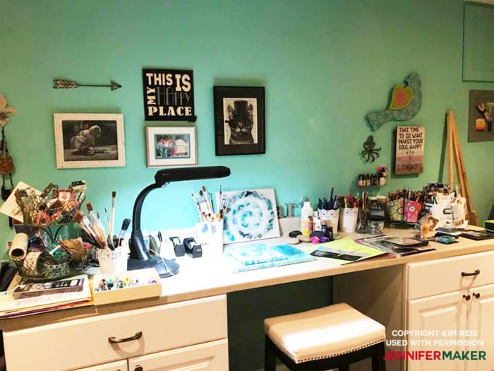 Craft room paint color Tiffany Blue