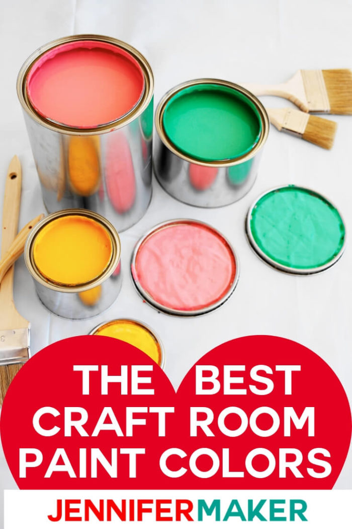 Are you ready to repaint your craft room? I am sharing craft room paint colors that will help you brighten your room and recreate one of these amazing spaces. I have included the exact brand paint color for your craft room.  #diy #craftroom #craftroompaintcolors