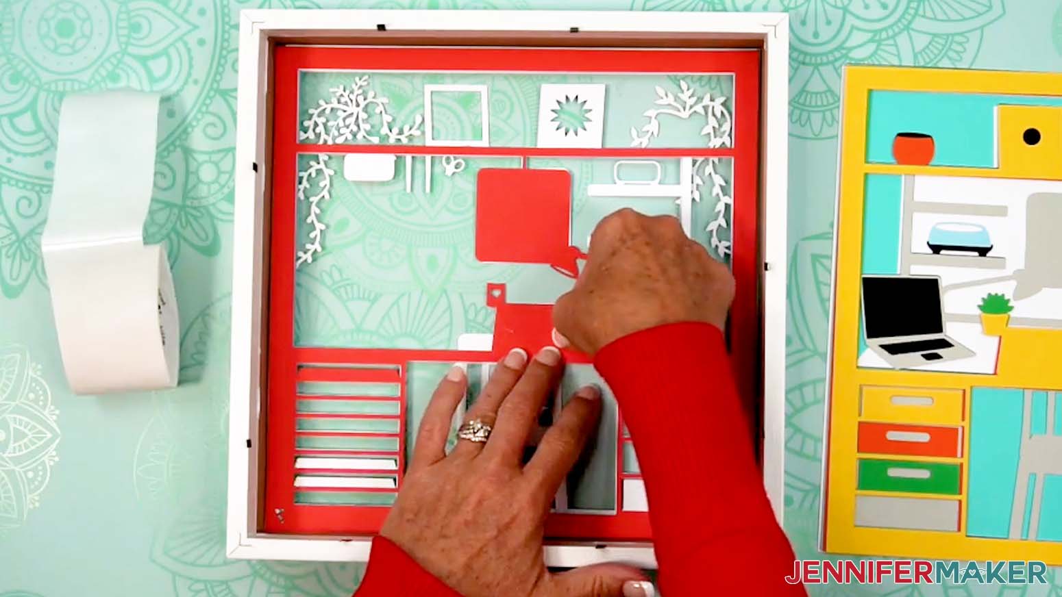 Apply small glue dots to the back of the layers to adhere them to the next layer.