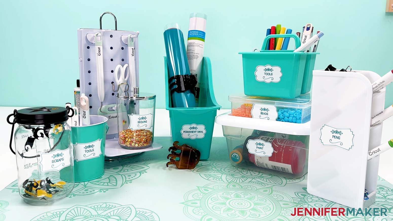 All craft storage items on display.