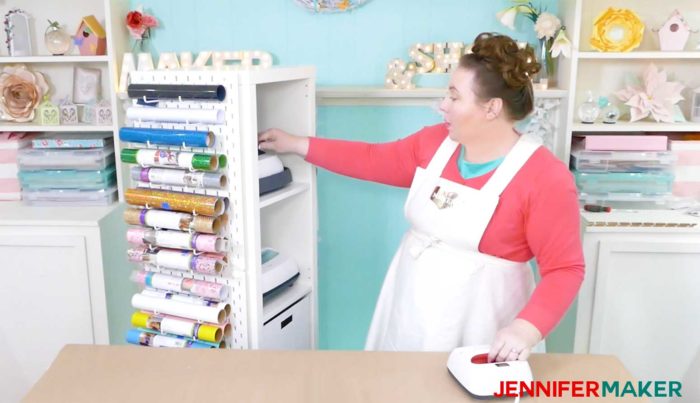 Storing my Cricut EasyPress in my new craft vinyl storage tower