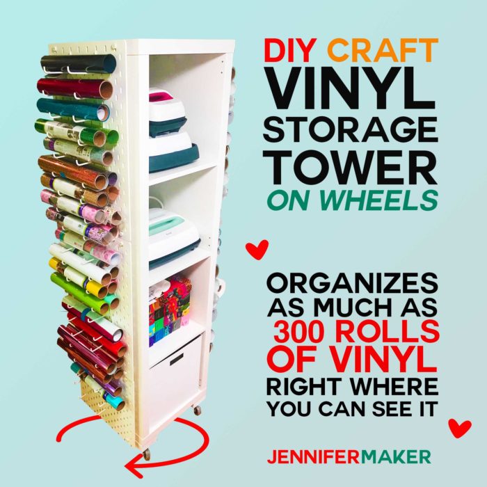 Craft Vinyl Storage Organizer Tower | DIY IKEA Hack | #craftroom #vinylstorage #organization