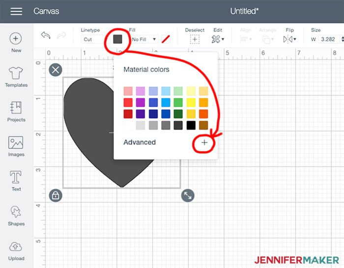 Cricut Color Picker in the Design Space menu