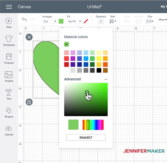 Choosing a color saturation in Cricut Design Space