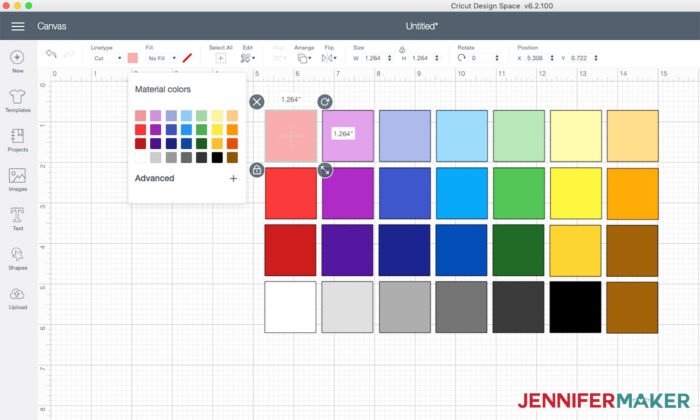 Cricut default colors in Cricut Design Space to help you determine Cricut mat cutting order