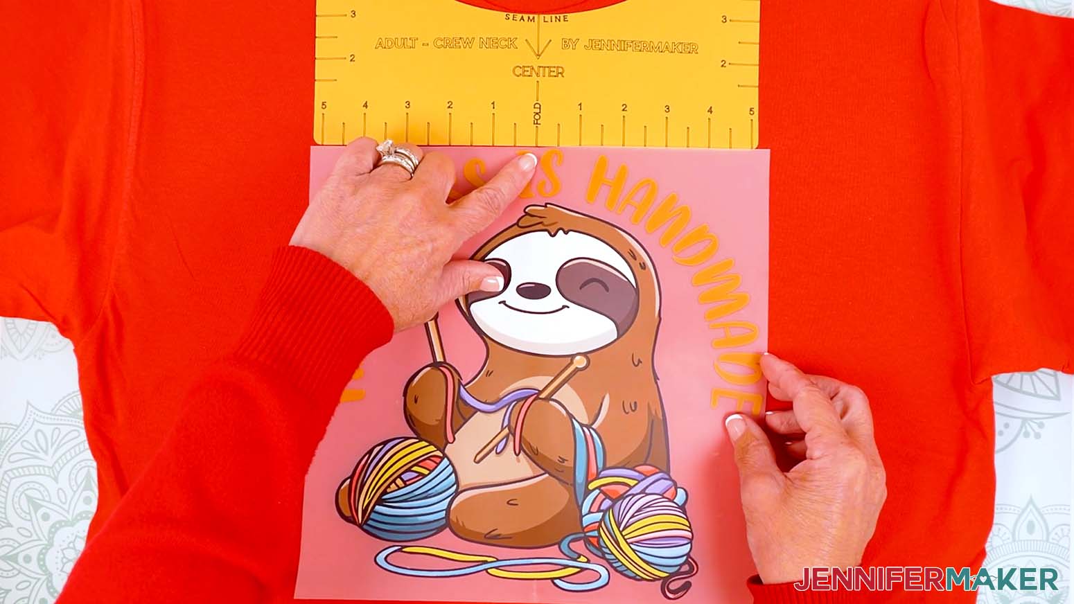 Use a tshirt ruler guide or standard ruler to measure placement for the Cricut Dtf design on the shirt.