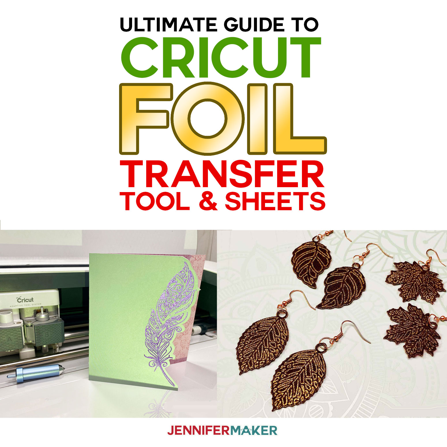 Cricut Foil Transfer Tool & Transfer Sheet Guide to Foiling Cards, Earrings, and Decorations #cricut #cricutfoiltransfer #tutorial