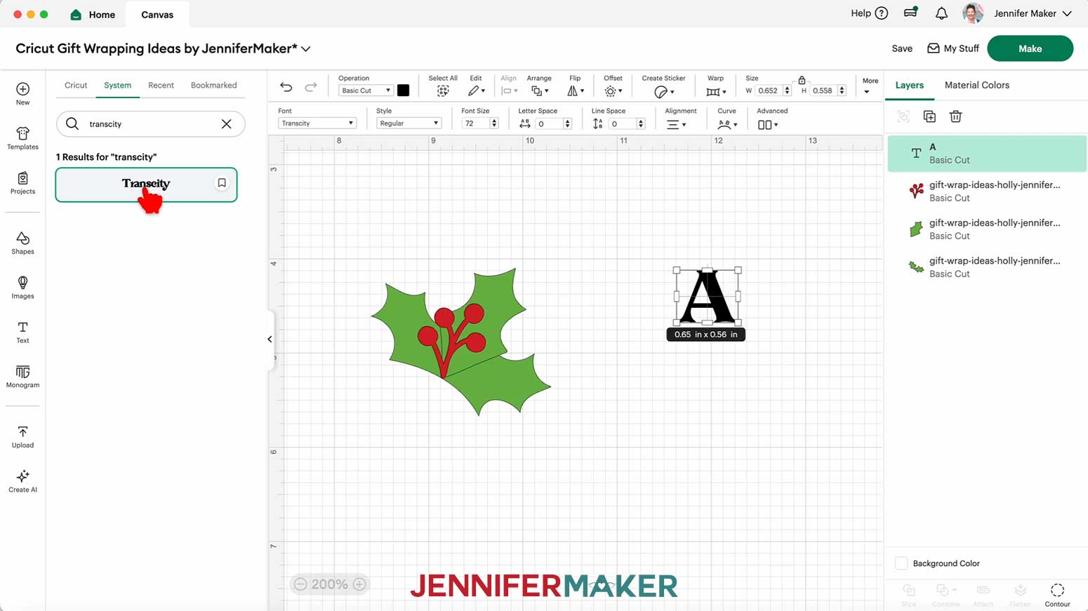 With your text box selected in Cricut Design Space, click the Font menu and select a font.