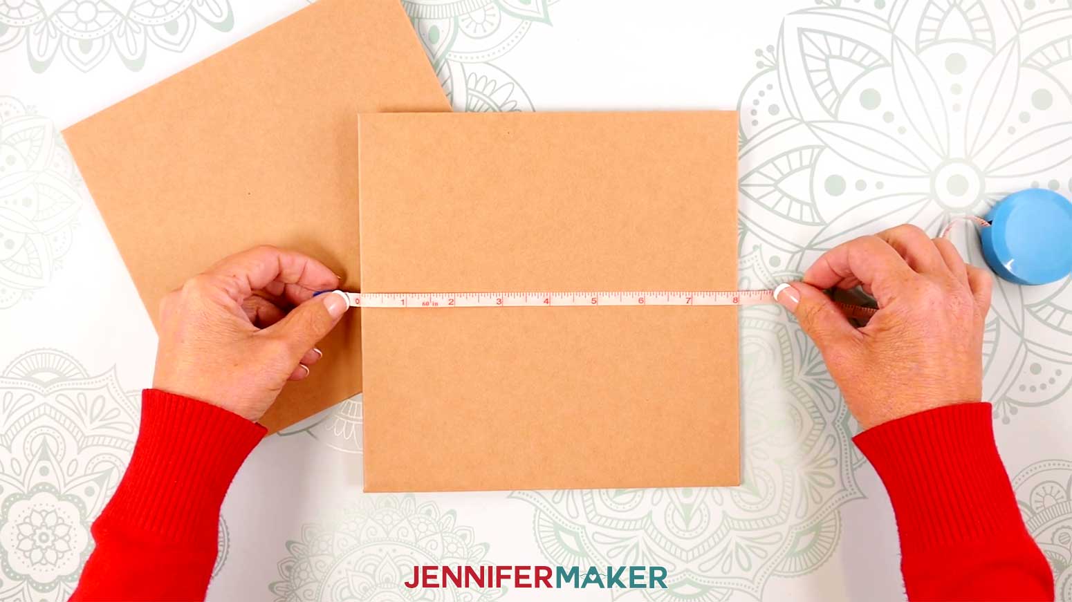 Measure the box face for the Cricut Pen Gift Wrap in the Cricut Gift Wrapping Ideas project.