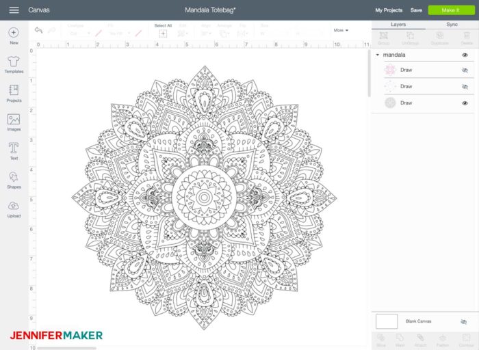 Mandala design in Cricut Design Space to make the Infusible Ink Coloring Project