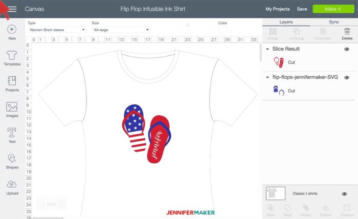 Flip Flop Design for a Cricut Infusible Ink layered T-shirt