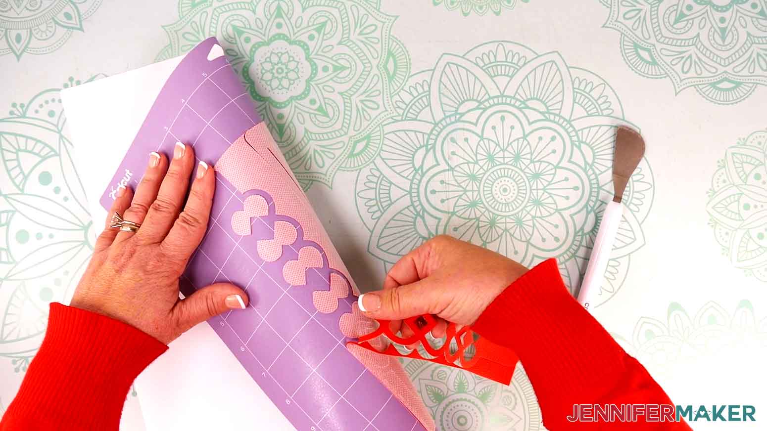 Flip the StrongGrip mat over and gently pull the faux leather bracelet off of the mat.