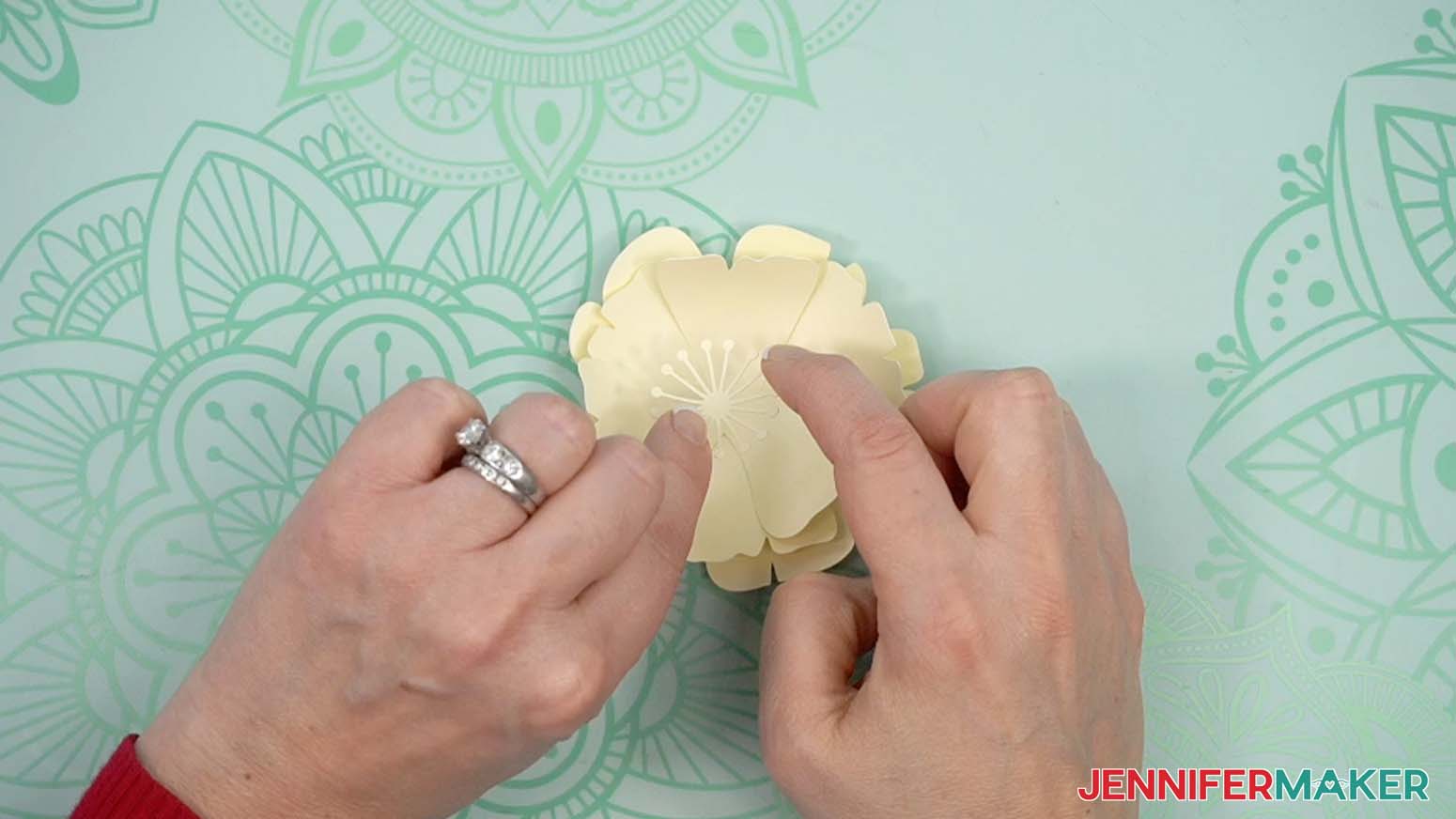 placing the flower center.